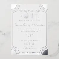 Tarot Celestial Wedding Zodiac Signs Evil Eye Moon Foil Invitation