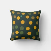 Retro Yellow and Green Polka Dot Pattern Throw Pillow