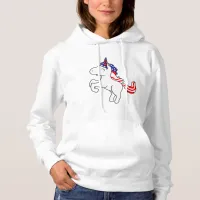 Unicorn Off White Patriotic USA Flag Mane Cartoon Hoodie