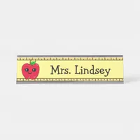 Personalized Teacher's Cartoon Apple and Ruler Desk Name Plate