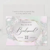 Wispy Pink Shimmery Will You Be My Bridesmaid Invitation
