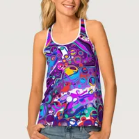 Purple, Blue Colorful Bubbles Abstract Modern  Tank Top