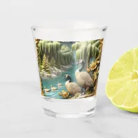 Canada Geese Amidst the Weeping Willows  Shot Glass