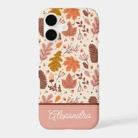 Botanical Fall Floral Leaves Script Name iPhone 17 Case