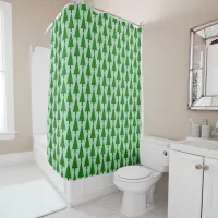 Retro Bright Christmas Tree All-Over Pattern Shower Curtain