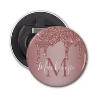 Rose Gold Sparkle Dripping Glitter Monogram Bottle Opener