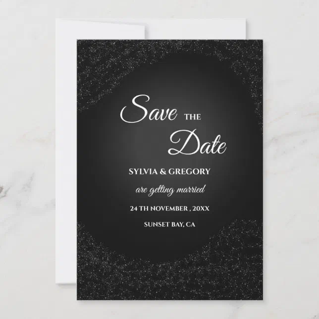 Celestial wedding Full Moon Stars Silver platinum Save The Date