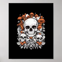 Whimsigoth Skulls & Mushrooms Vintage Botanical Ae Poster