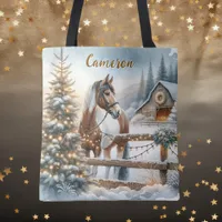 Pretty Brown and White Horse Personalized Tote Bag