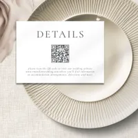 Modern Grey Text QR Code Wedding Details Enclosure Card
