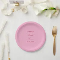 Pink Magenta Bridal Shower Paper Plates