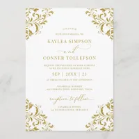 Elegant Gold Winter Holiday Wedding Invitation