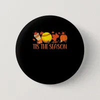 Tis Season Pumpkin Spice Latte Halloween Fall Coff Button