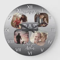 4 Photo - Happy Father’s Day Metal Theme Large Clock