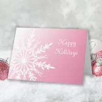 Snowflake on Pink Business Christmas Card