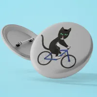 Cycling cat on a bike Black and white cat Button