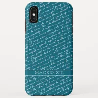 Jane Austen Pride Prejudice Netherfield Ball Teal iPhone XS Max Case