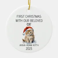 First Christmas With Our Beloved Cat Photo  Ceramic Ornament