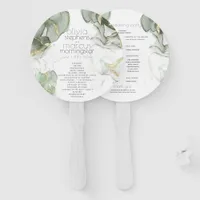 Wedding | Pale Pink Flowers Silver Sage Leaves Han Hand Fan