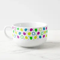 Colorful neon dots and shapes retro pattern soup mug