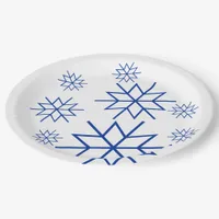 Paper Plate - Blue Snowflakes