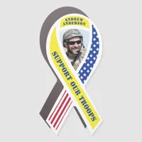 Support Our Troops Yellow Flag Military Ribbon Car Magnet