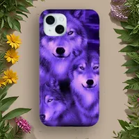 Mystical Purple Wolves – Bold Graphic Design  iPhone 15 Plus Case