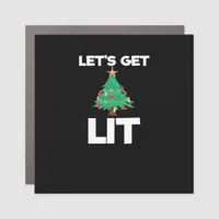 Let's Get Lit Christmas Tree Holiday Drinking Car Magnet