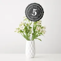 Elegant Black Marble 5 Years Work Anniversary Balloon