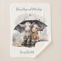 Cute Rainy Day Goats Sherpa Blanket