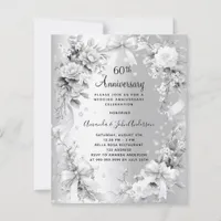 60th wedding anniversary silver floral invitation