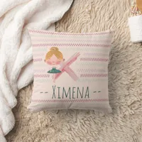 Blush Pink Ballerina Monogram X – Personalized Art Throw Pillow