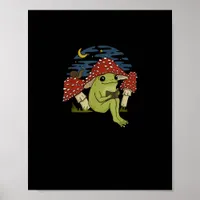 Frog Mushroom Hat Reading Book - Cottagecore Gobli Poster