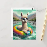 Adorable Alpaca on a Float Trip Postcard