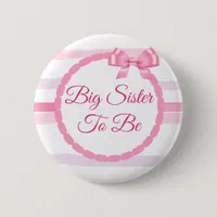 Pink and Purple Bow  Big Sister to be Baby Shower Button