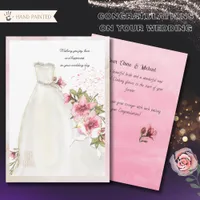 Elegant Watercolor Bridal Gown Wedding Congrats Holiday Card