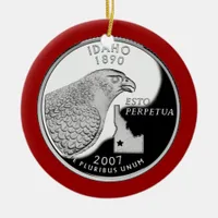 Faux Idaho State Quarter Ceramic Ornament