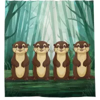 Cartoon Otters Shower Curtain