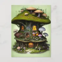 Cute Mossy Mushroom Fairy House Postcard