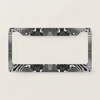 v3 Black+White Geometric Pattern Tribal Design License Plate Frame