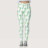 Leggings - Green Striped Candy Canes