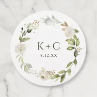 White Floral Botanical Greenery Wedding Favor Tags