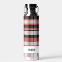 Trendy Modern Personalized Plaid Water Bottle