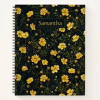 Elegant Yellow Buttercup Flower Pattern Notebook