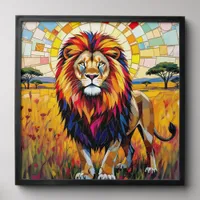 Vibrant Colorful Lion Mosaic   Peel And Stick Photo Tile