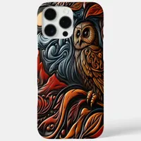 Intricate Owl Carving Amidst Mountains and Sun iPhone 16 Pro Max Case