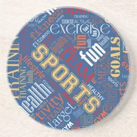 Fitness Word Cloud Red/White ID284 Drink Coaster