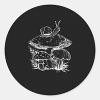 Cottagecore Aesthetic Mushroom Snail Fungi Goblinc Classic Round Sticker