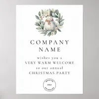 Cute Snowman Welcome Company Christmas Party Logo Poster