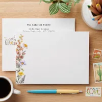 Spring Watercolor Wildflowers Florals Envelope